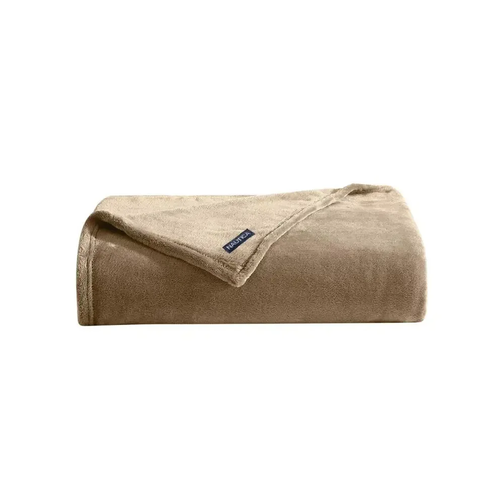 Nautica Soft Tides King Blanket Brown Ultra Plush Fleece 108x90 New
